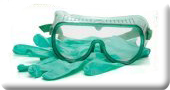Image of latex gloves and protective goggles